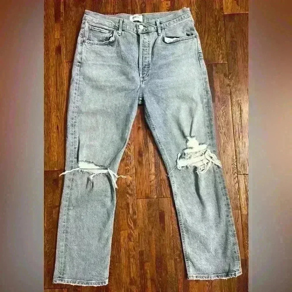 AGOLDE Riley High Rise Straight Jean in Blitz - Picture 1 of 13